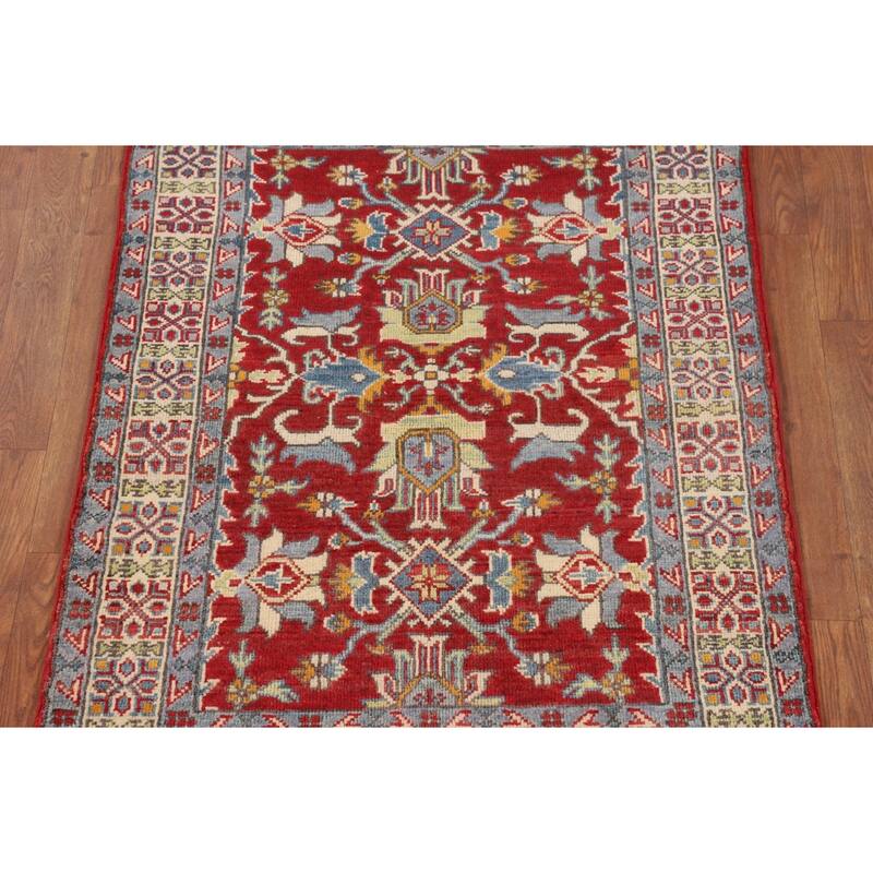 Red Kazak Oriental Foyer Rug Handmade Traditional Wool Carpet - 2'11" x 4'0"