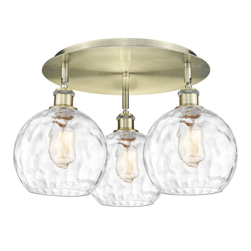 Innovations Lighting 516-3C-11-20 Athens Water Glass Flush Athens - Antique Brass / Clear Water Glass
