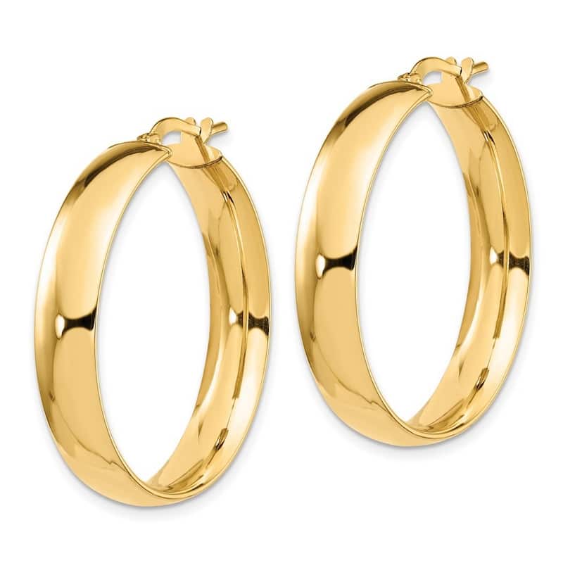 Curata 14k Yellow Gold High Polished 32x6mm Hoop Earrings