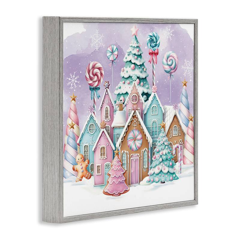 Stupell Gingerbread Candy Town Framed Giclee Art Design By Nicole DeCamp