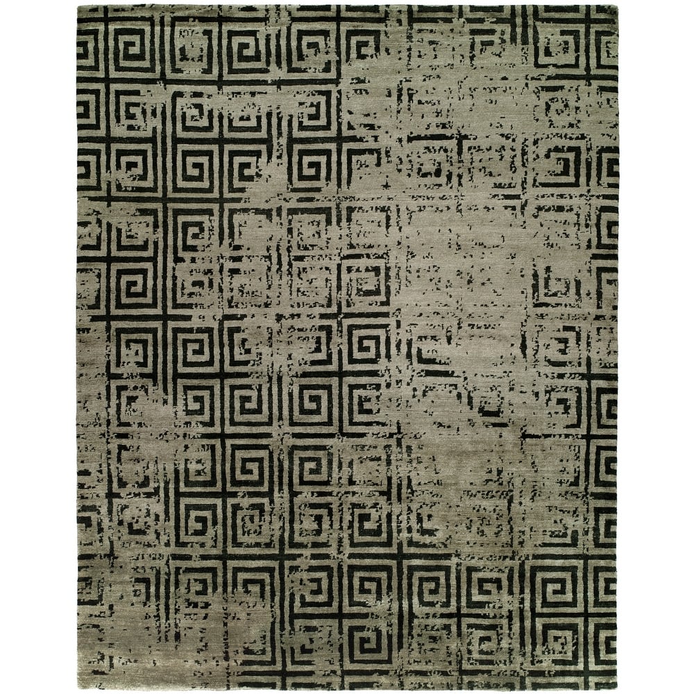 Modern Multi-Colored Hand-Knotted Viscose Area Rug