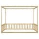 preview thumbnail 44 of 49, Full Size Wood Canopy Bed with Guardrails,Floor Bed For Kids