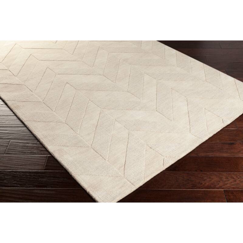 Livabliss Alpine Hand-woven Tone-on-tone Zig-Zag Wool Area Rug