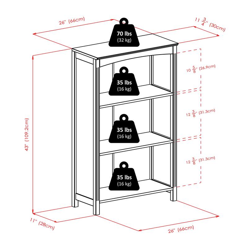 Terrace 4-Tier Storage Shelf, Espresso - 25.98 x 11.81 x 42.99 inches