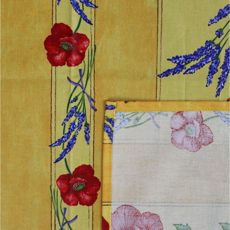 Wipeable Spill Resistant Provencal Cotton Cannes Collection Tablecloth