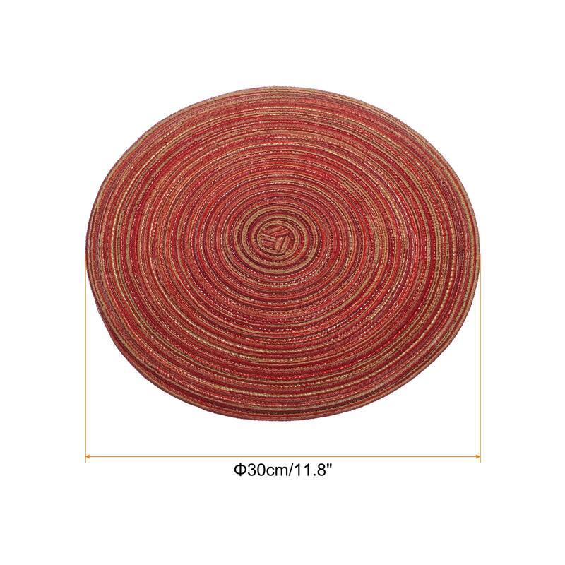 6pcs Round Braided Placemats Non-Slip Washable Round Table Mats - Red - 11.8"