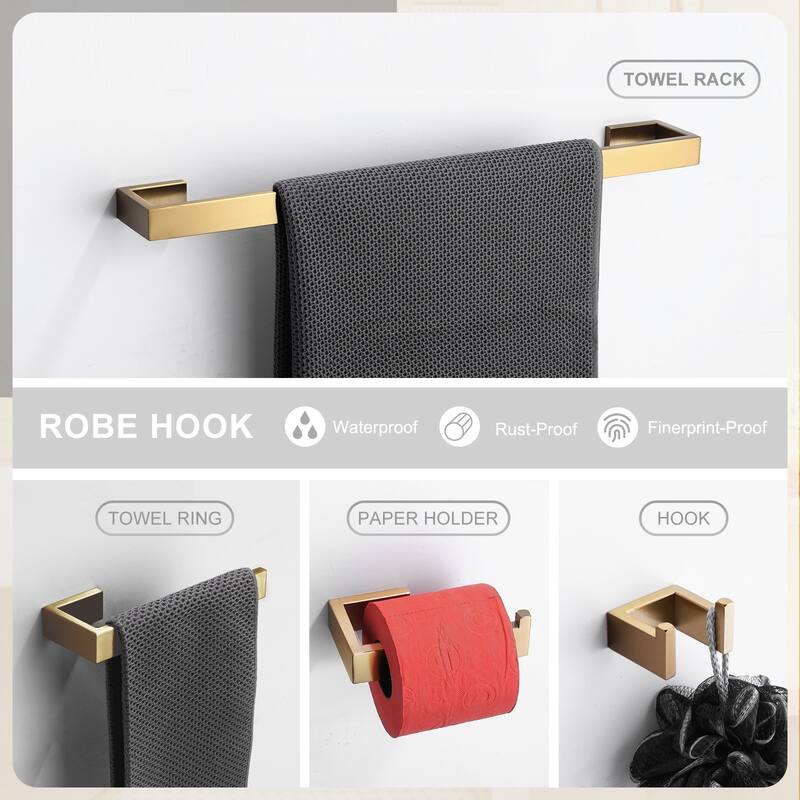 WOWOW Modern Style 4-Piece Bathroom Hardware Set with Installation Accessories