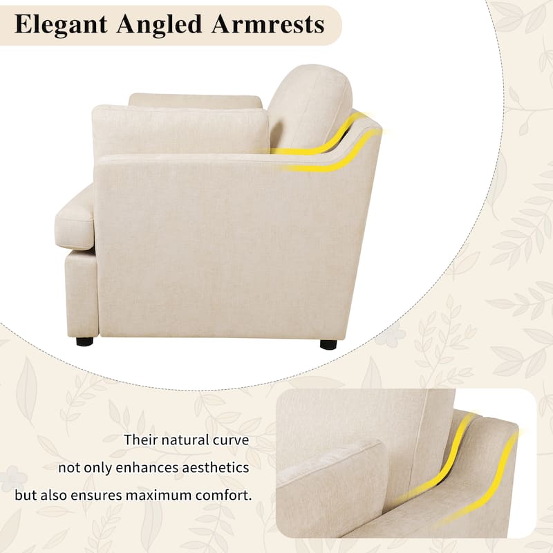 Oversized T-Cushion Accent Chair with Floating Armrest Pillows by Harper&Bright Designs