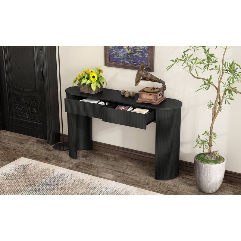 Modern Console Table with Storage - Black