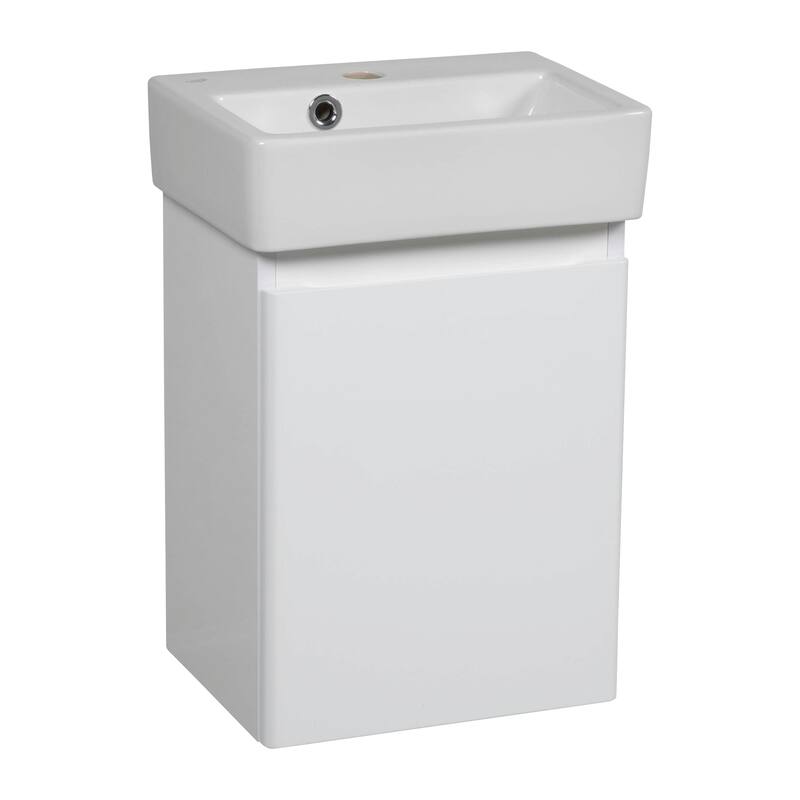 Modern Wall-Mounted Bathroom MINI-Vanity with Washbasin | Comfort Collection No Mirror - White High Gloss - High Gloss