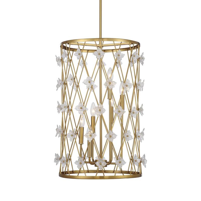 Savoy House 3-8412-6 Bailey 6 Light 18" Wide Crystal Pendant - Warm Brass
