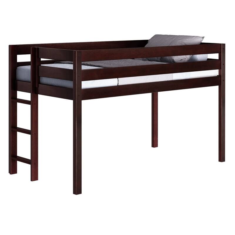 JACKPOT Contemporary Low Loft Twin Bed with End Ladder