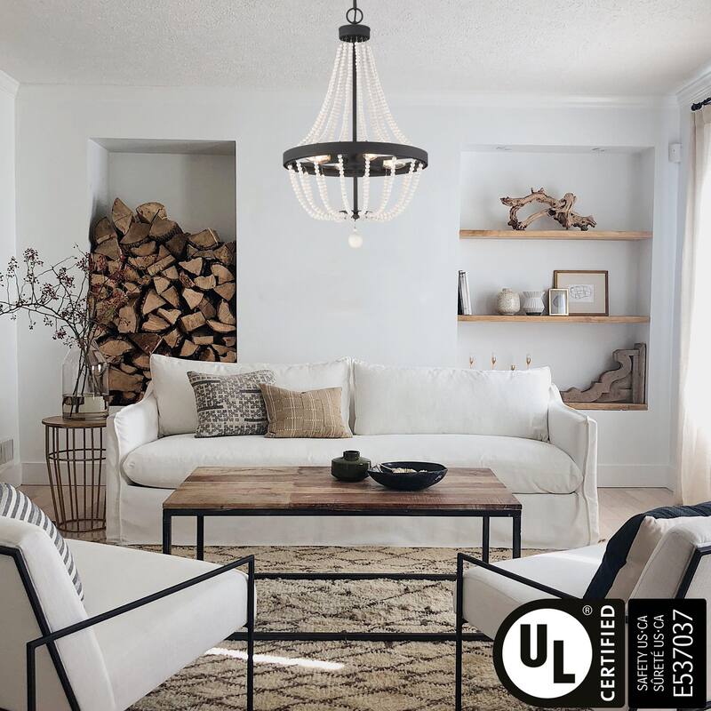 Acroma 4 - Light Candle Style Chandelier With Beaded Accents-UL Certified