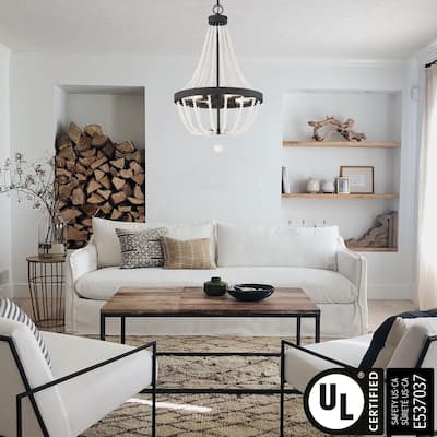 Acroma 4 - Light Candle Style Chandelier With Beaded Accents-UL Certified