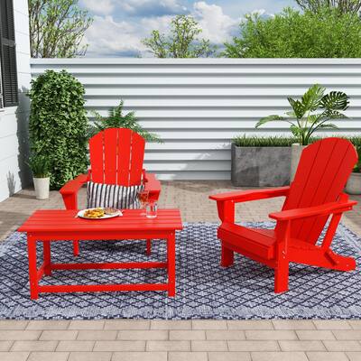 POLYTRENDS Laguna All Weather Poly Outdoor Patio Adirondack Chairs Set - with Coffee Table (3-Piece)