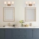 preview thumbnail 10 of 15, Barr Mid-Century Modern Gold Bathroom Vanity Light Dimmable Fabric Wall Sconces
