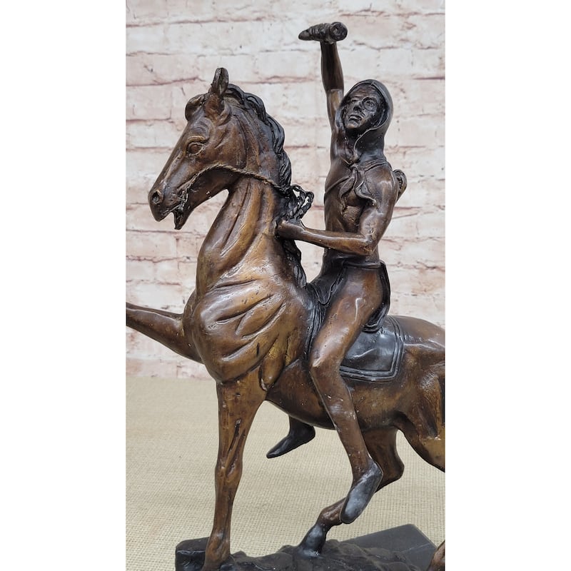 Scalp Frederic Remington Bronze Statue Sculpture Native American Western 19 Inches X 21 Inches