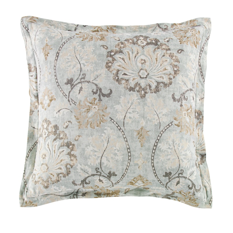 HiEnd Accents Dalia Linen Victorian Floral Euro Sham, 27"x27"