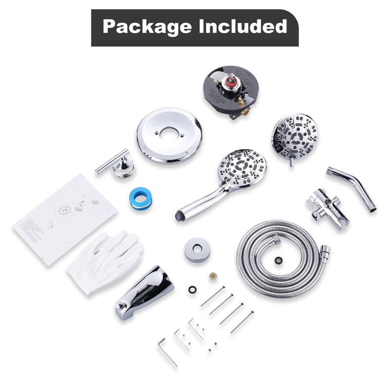 WOWOW Single Handle 7-Spray Dual Shower Head Faucet with Tub Spout