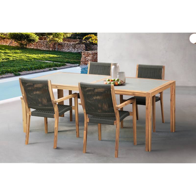 Madsen Solid Wood and Rope Outdoor Dining Chairs - Set of 2
