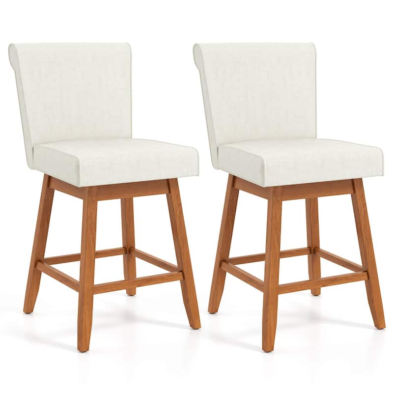 2/4 PCS Modern Swivel Bar Stools 27" Swivel Counter Height Bar Chairs - Beige - Set of 2