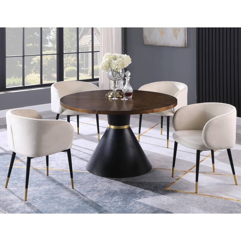 Best Master Furniture Round Oak Dining Table with Pedestal Base