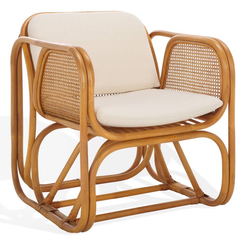 SAFAVIEH Couture Brauner Rattan Pole Accent Chair, Fully Assembled - 26"W x 28"D x 30"H