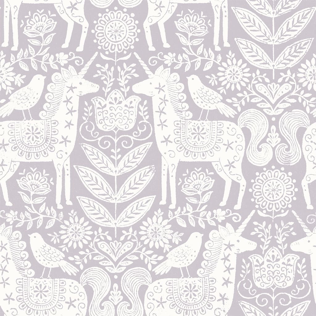 NuWallpaper Unicorn Stamp Purple Peel & Stick Wallpaper