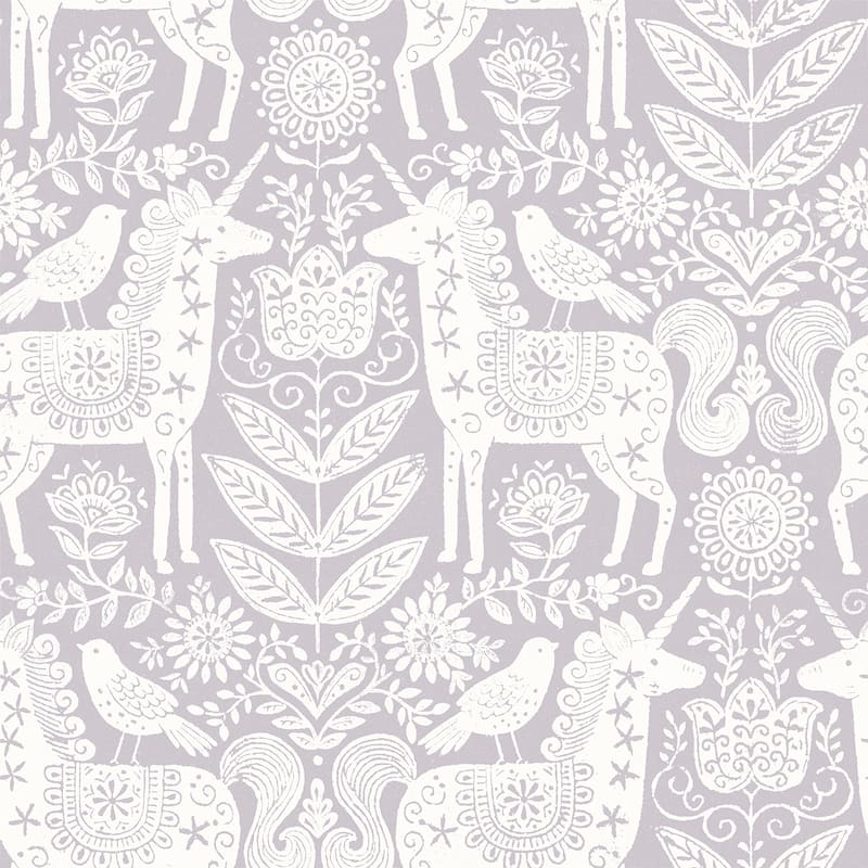 NuWallpaper Unicorn Stamp Purple Peel & Stick Wallpaper