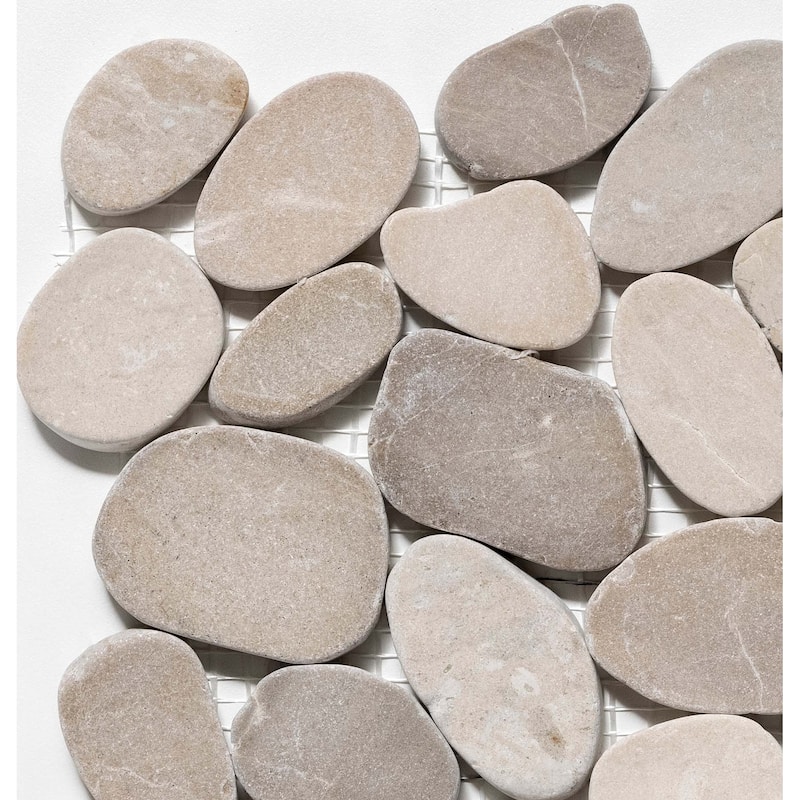 Cruz Bay Studio XS3 Sliced Pebble - 11" x 11" Pebble and Rock Floor - Tan Natural