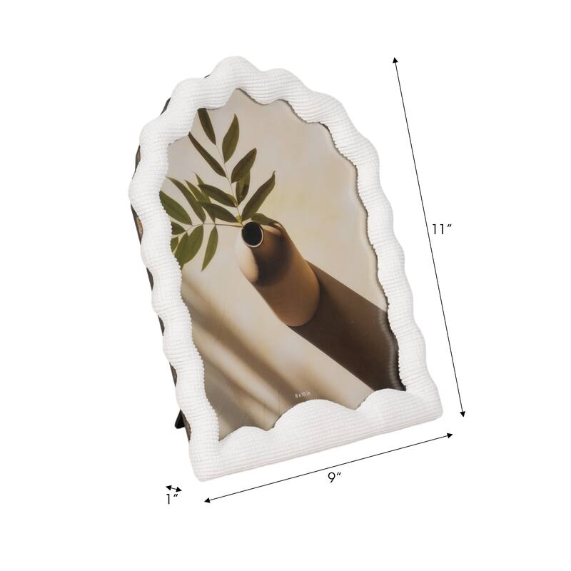 Resin Sculptured Wavy Arch Photo Frame - White