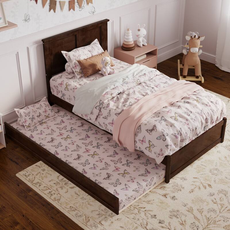 Felicity Platform Bed with Panel Footboard and Twin Trundle