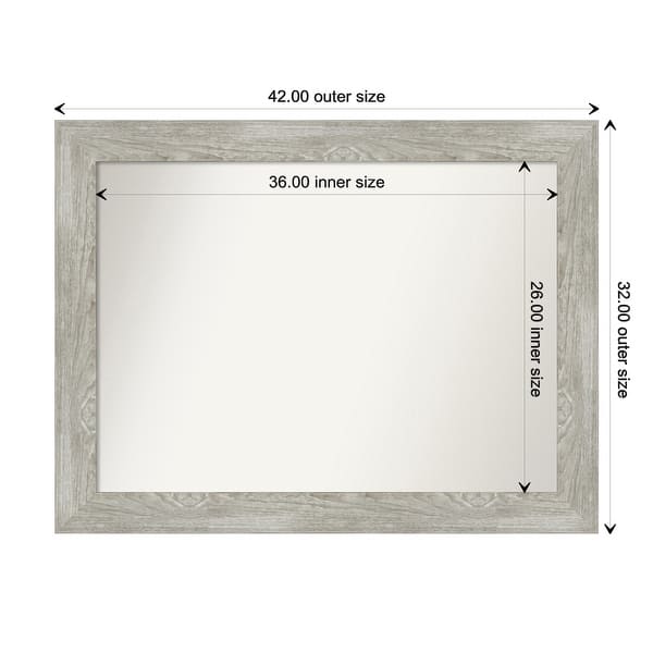 dimension image slide 2 of 113, Dove Greywash Framed Non-Beveled Custom Wall Mirror, Bathroom Vanity Mirror