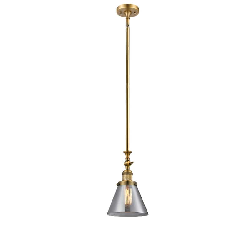 Innovations Lighting Large Cone 8" Wide Adjustable Mini Pendant - Brushed Brass / Smoked