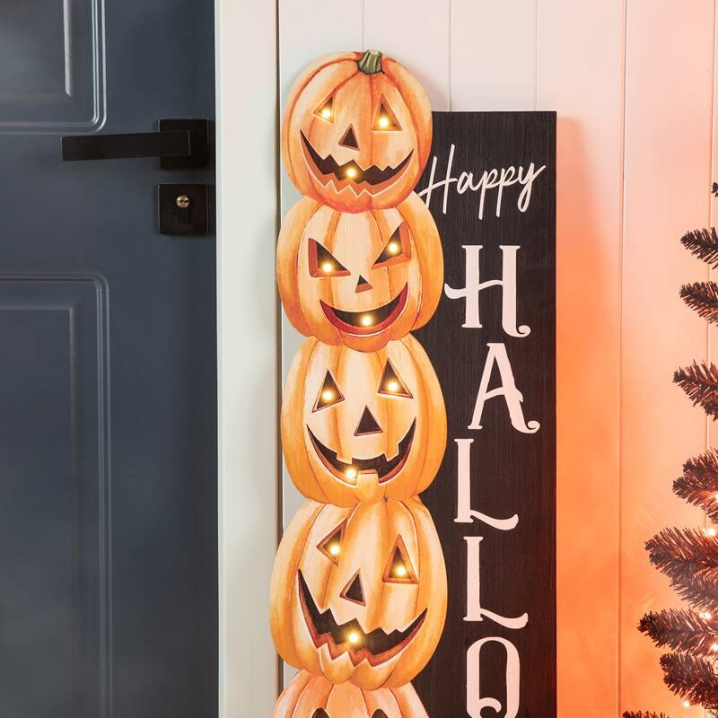 Glitzhome 42"H Halloween Lighted Jack-O-Lantern Pumpkin Porch Decor with Timer