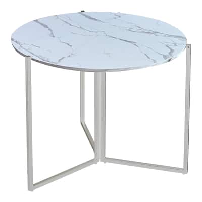 White Carrera Foldable Round Trifold Table 43" Modern Multi-Use Design