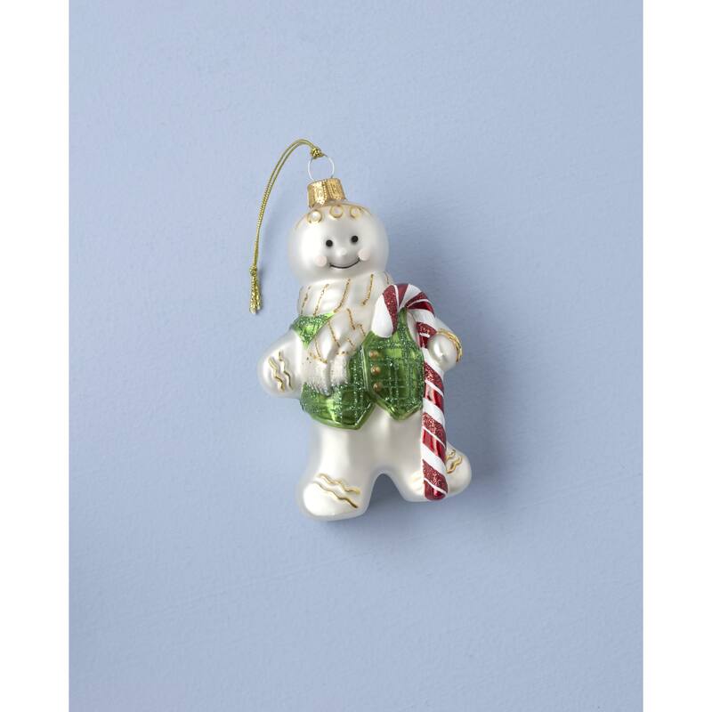 Lenox 2025 Blown Glass Gingerbread Ornament, Christmas - 2.75"L x 1.75"W x 4.5"H