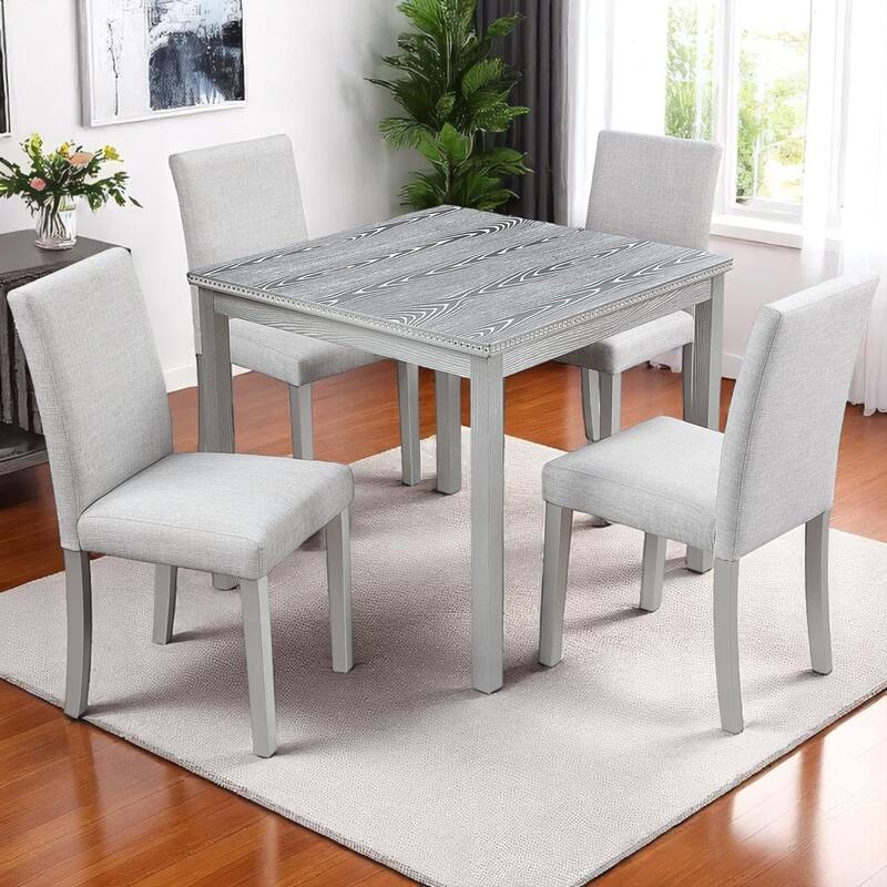 KISRAIS 5 Piece Counter Height Dining Set - Grey