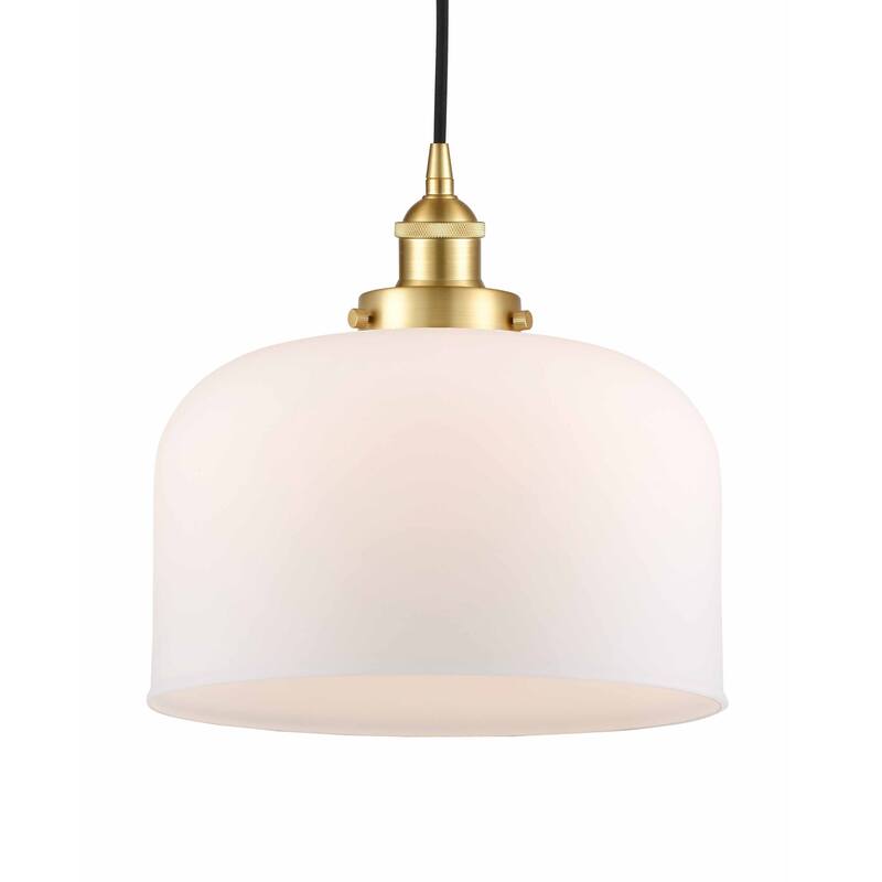 Innovations Lighting 616-1PH-12-12-L Bell Pendant Bell 12" Wide - Satin Gold / Matte White