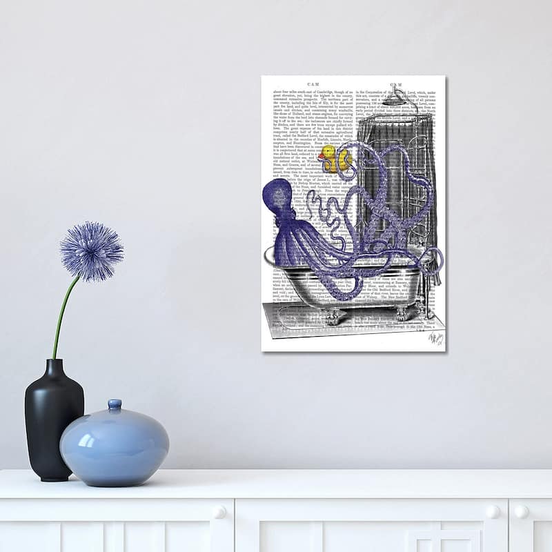 iCanvas "Octopus In Bath" by Fab Funky Canvas Print - 18x12x1.5