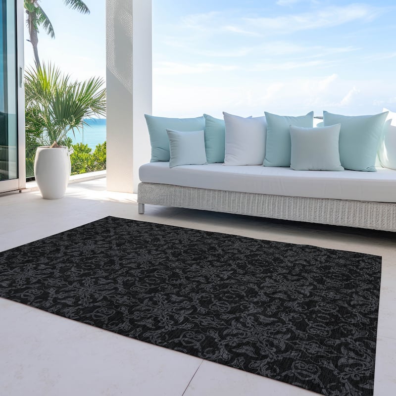 Machine Washable Indoor/ Outdoor Chantille Traditional Medallions Rug - Gray - 8' x 10'