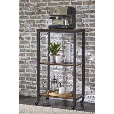 Ashley Furniture Bevinfield Brown/Black Bar Cart - 24"W x 15"D x 43"H