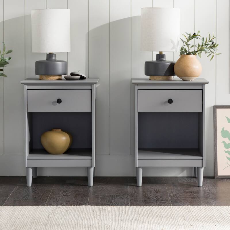 Walker Edison Bullrushes 1-Drawer Solid Wood Nightstand (Set of 2)