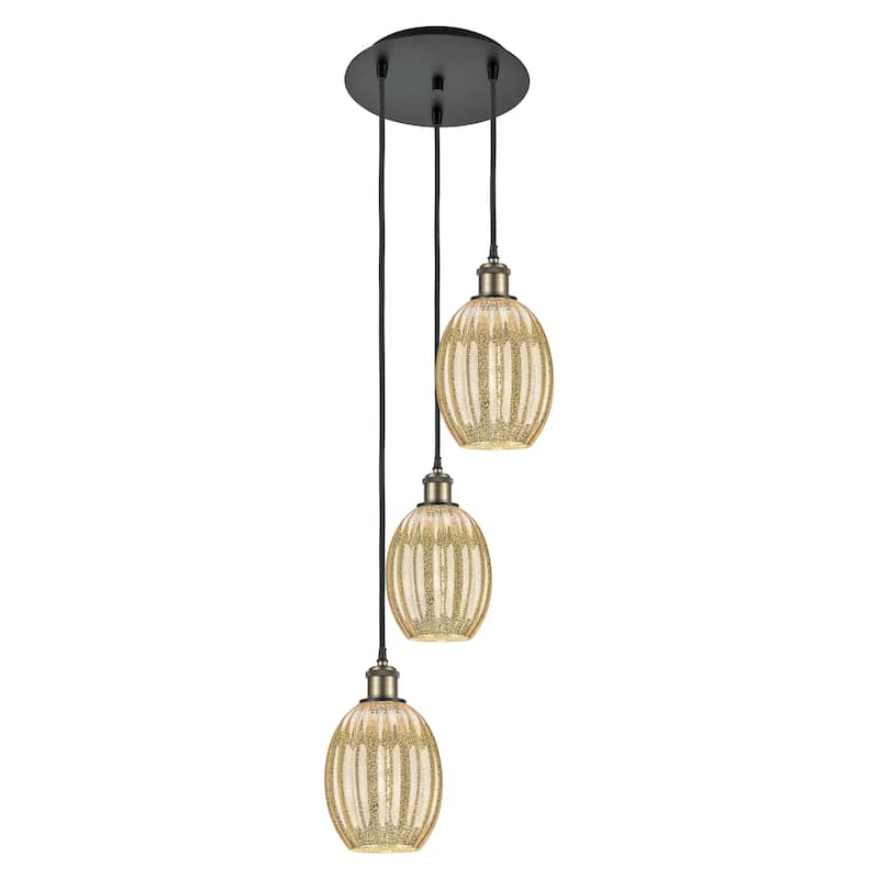 Innovations Lighting Endless Possibilities Ballston - Preston - 3 Light 13" Bulb Shade Cord Hung Multi Pendant - Mercury/Black Antique Brass