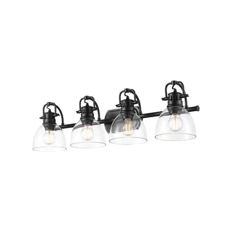 Golden Lighting 3602-BA4-BLK Duncan 4 Light 34" Wide Vanity Light - Matte Black / Clear