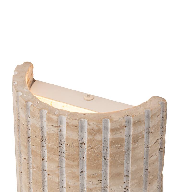 Travertine Dimmable LED Wall Sconce with Vertical Grooved Design