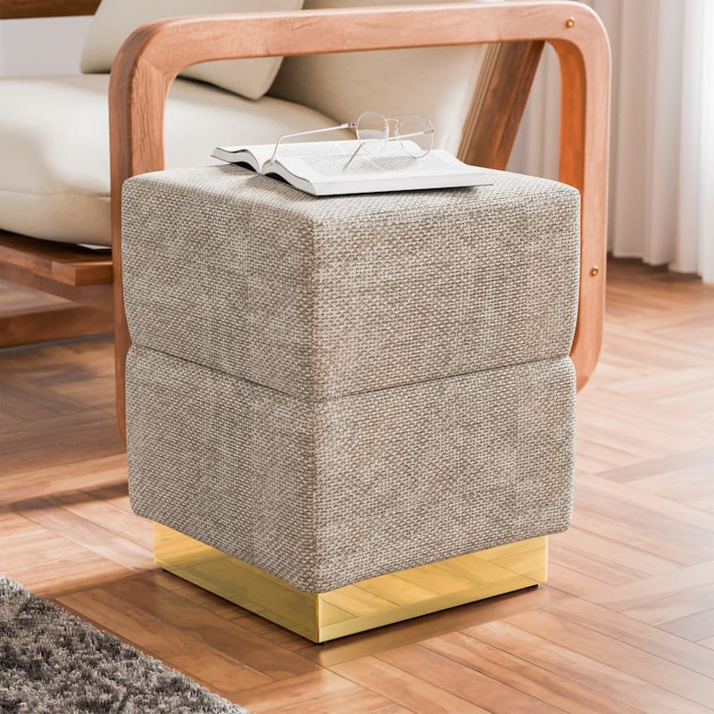 Furniture of America Dashiell Modern 15-inch Chenille Cube Storage Ottoman - Silver Grey