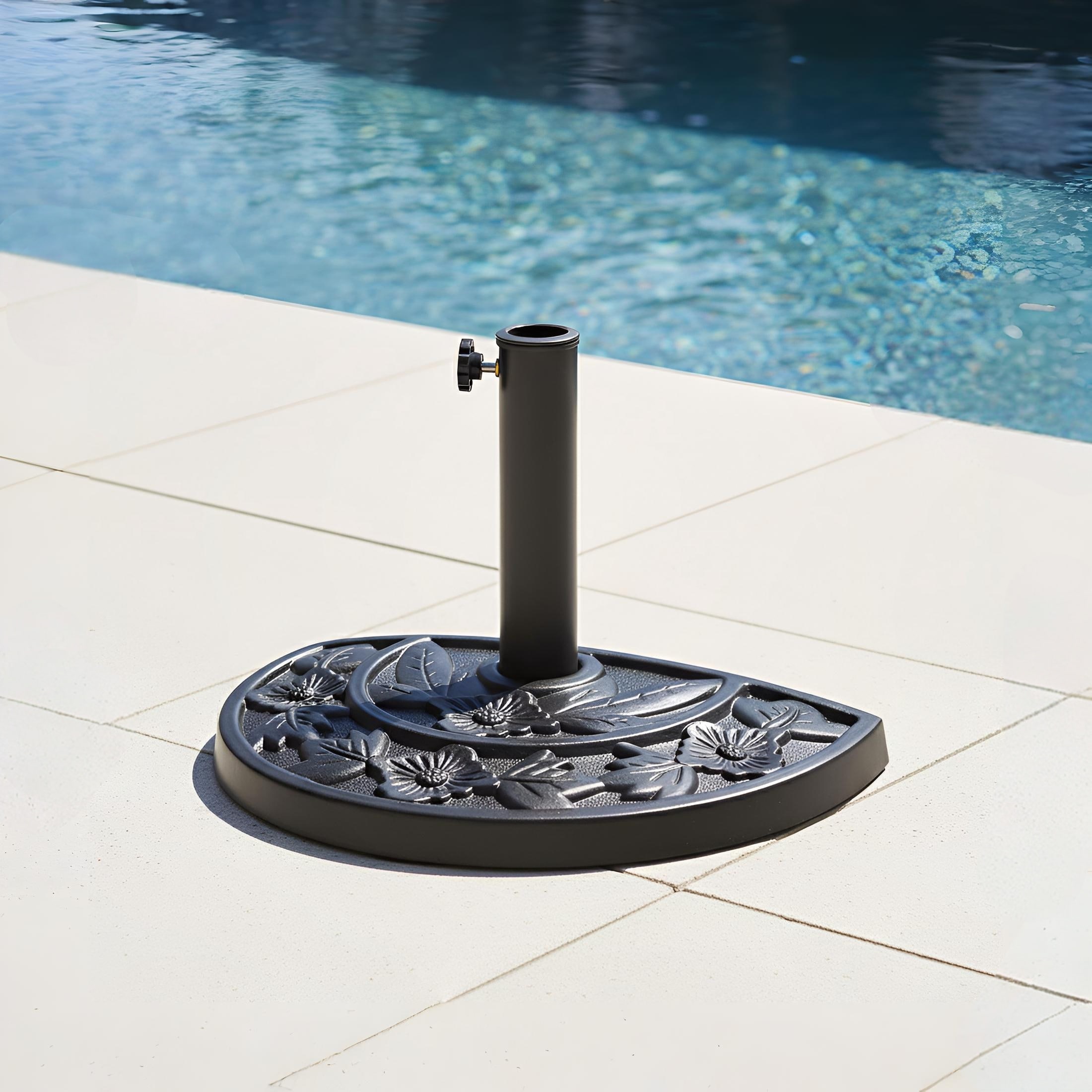 half patio umbrella stand Costway Base Water & Sand Fillable 48.5 lbs 52840048 New Designed to fit snugly against exterior walls or deck railings Isle Half Round Outdoor Patio