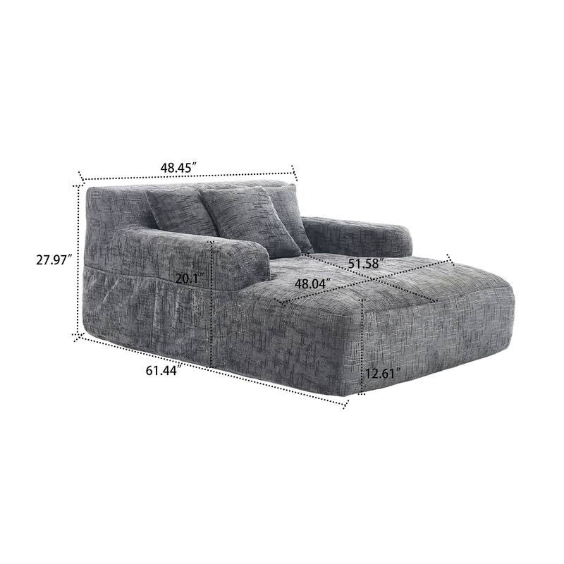 Classic Minimalist Frameless Chenille Fabric Upholstered Lazy Sofa Chair Leisure Chaise