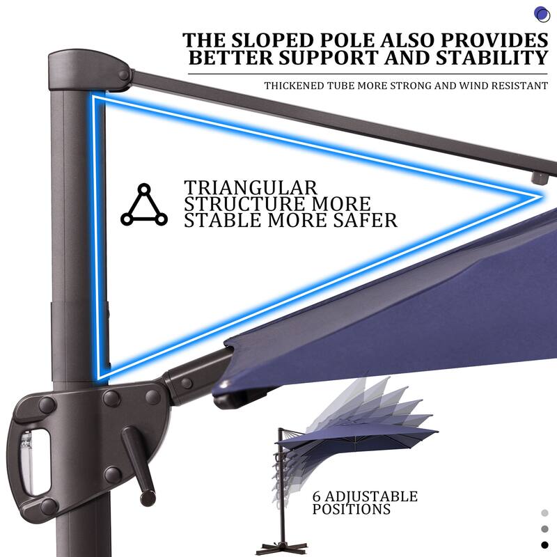 9 FT x 11 FT Outdoor Patio Cantilever-Offset Umbrella with Offset Base